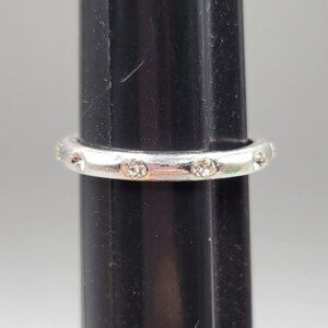 Clear Rhinestone Women's Ring Silver Tone Band Size 8